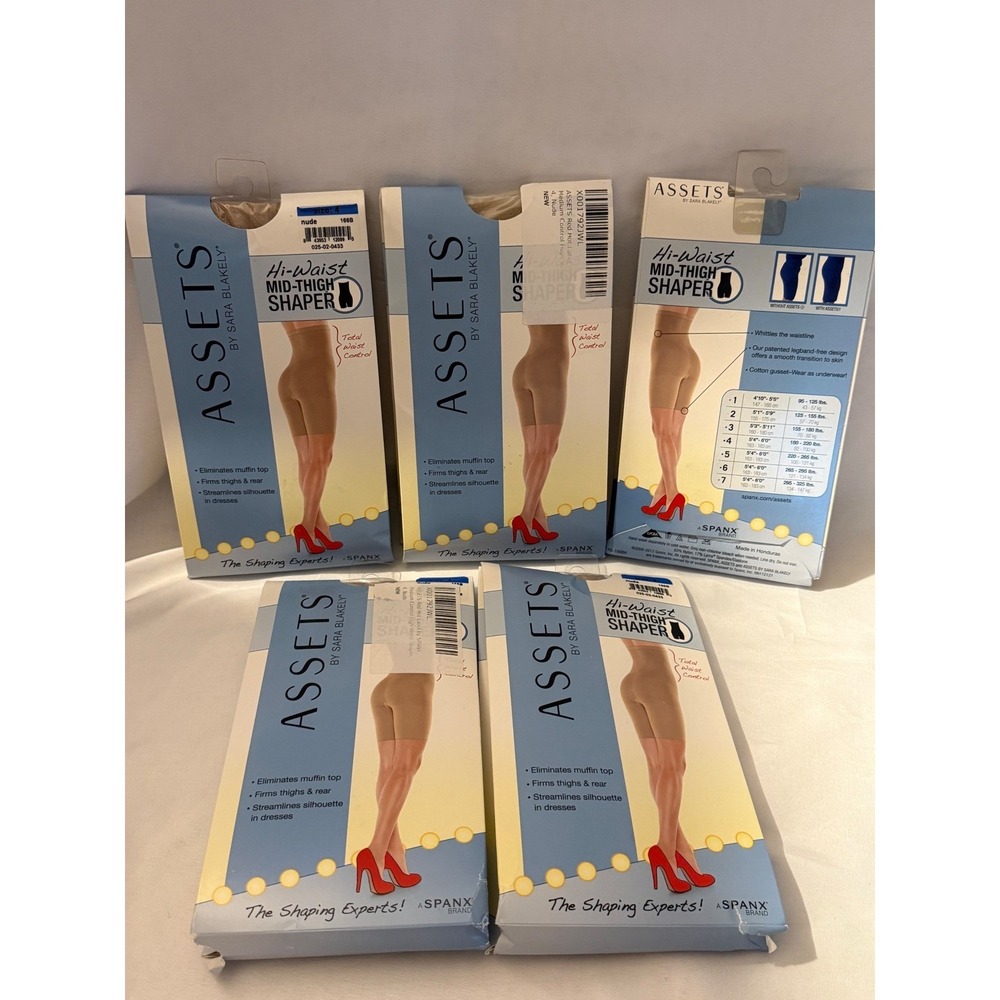 Lot of 5 Assets by Sara Blakely Hi-Waist Mid-Thigh Shaper Nude Size 4 NIP